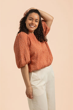Cropped Blouse Vintage Leaf