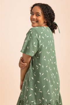Frill Button Dress Sage Wind