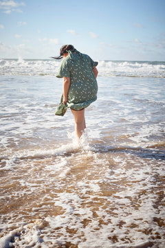 Frill Button Dress Sage Wind