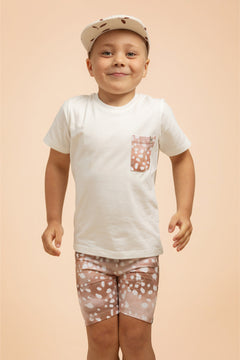 Kid's Pocket T-shirt White/Copper Bambi