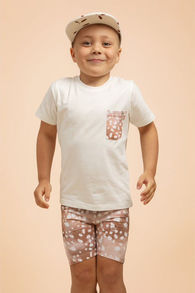 Kid's Pocket T-shirt White/Copper Bambi