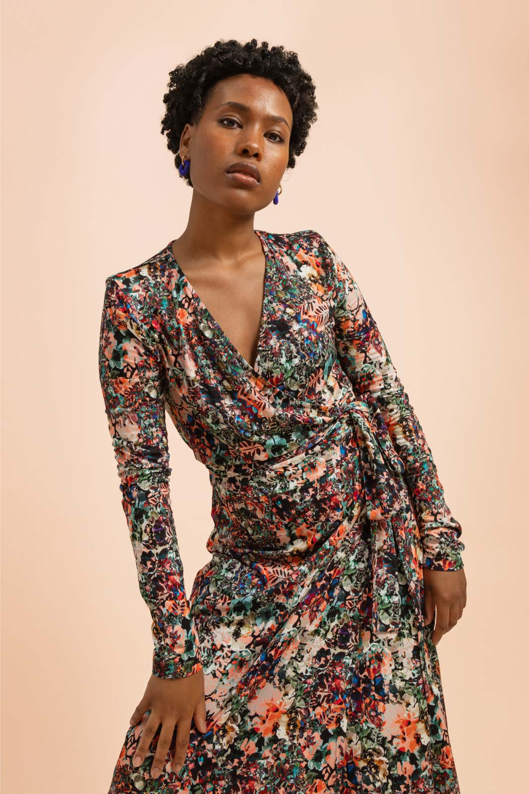 Soft Wrap Dress Blooming Forest