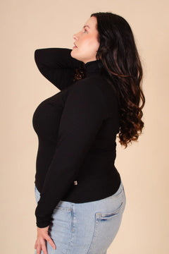 Rib Rollneck Long Sleeve Black