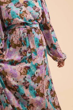 Wrap Midi Dress Candy Aquarelle