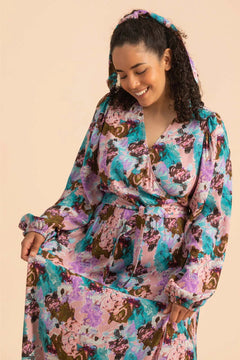 Wrap Midi Dress Candy Aquarelle