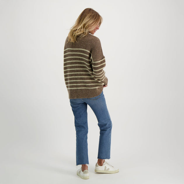 Katrine Turtleneck Striped Beige