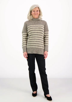 Katrine Turtleneck Striped Grey