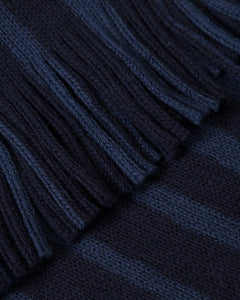 Knit Merino Wool Scarf Striped Navy