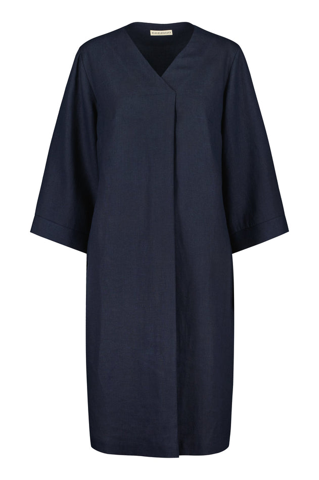 Korppoo Linen Dress Dark Blue