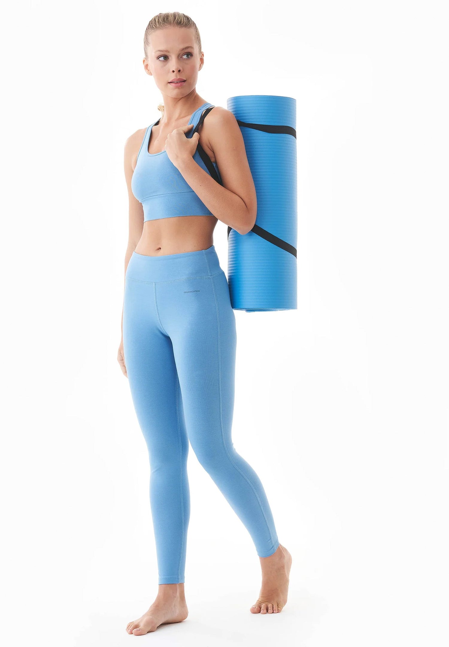 Lenna High Waist Organic Cotton Leggings Blue Fog