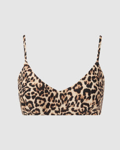 Strappy Scoop Bikini Top Leopard