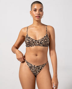 Strappy Scoop Bikini Top Leopard