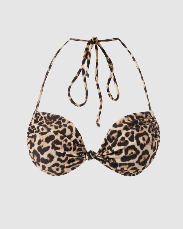 Flipped Triangle Bikini Top Leopard