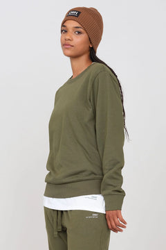 Women's Gauzed Crewneck Sweatshirt Military Green