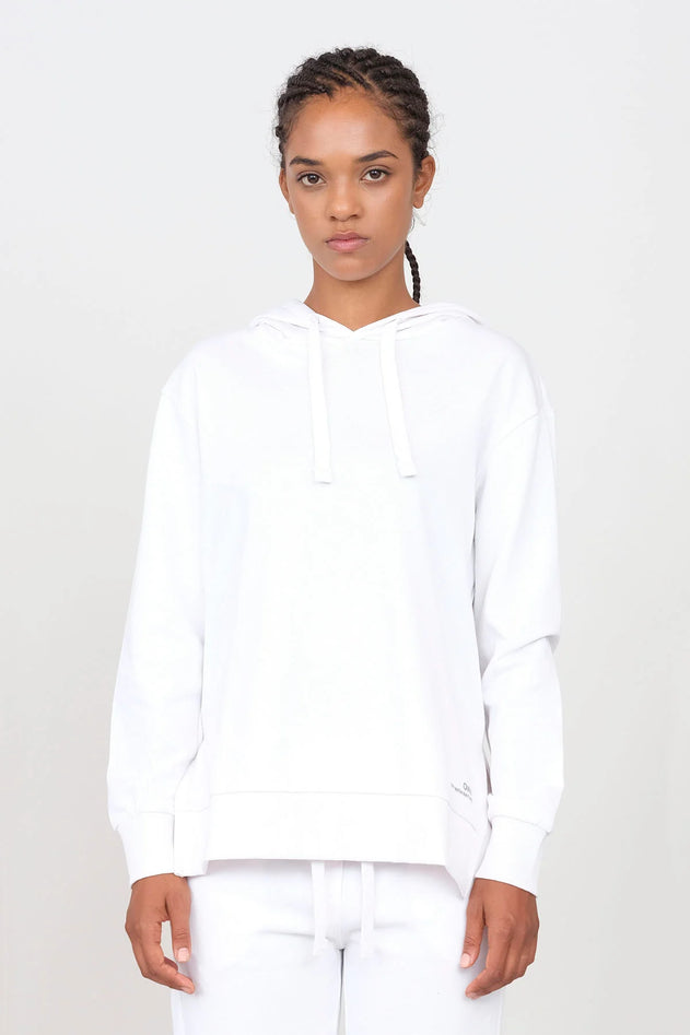 Hoodie With Side Slits White