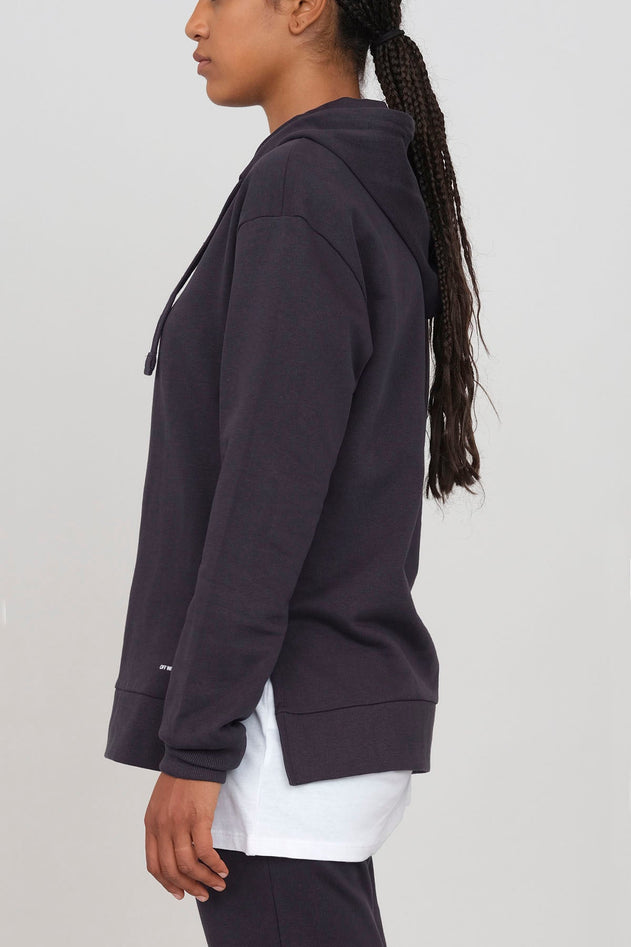 Gauzy Hoodie With Side Slits Blue