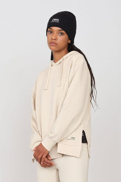 Gauzy Hoodie With Side Slits Ecru