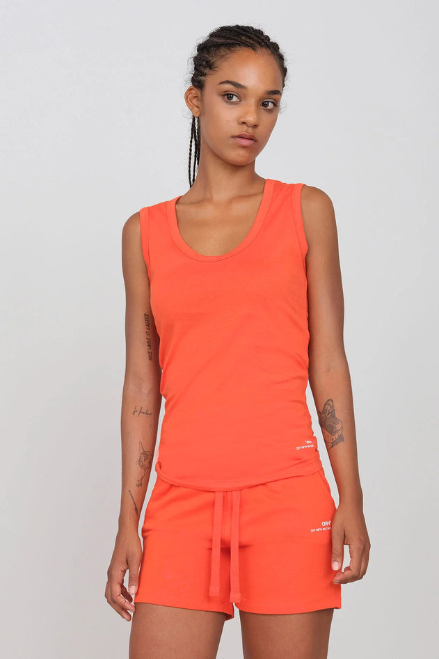 Women's Deep Neck Tank Top Tomato