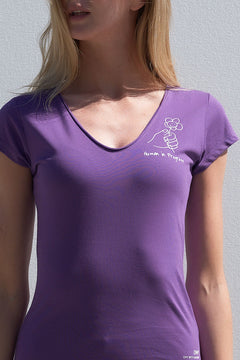 Printed V-neck T-Shirt Purple