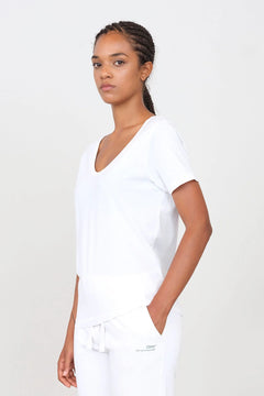 Deep Neck Jersey T-Shirt White