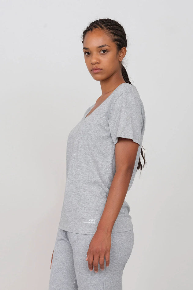 Deep Neck Jersey T-Shirt Grey