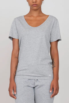 Deep Neck Jersey T-Shirt Grey