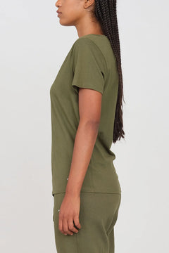 Deep Neck Jersey T-Shirt Military Green