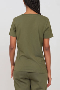 Deep Neck Jersey T-Shirt Military Green