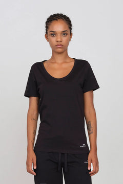 Deep Neck Jersey T-Shirt Black