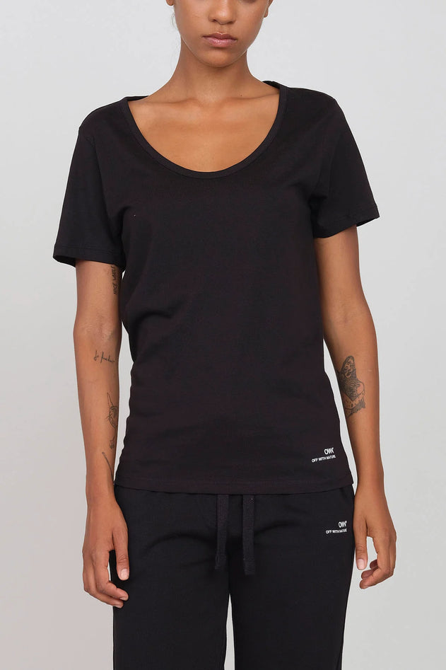 Deep Neck Jersey T-Shirt Black