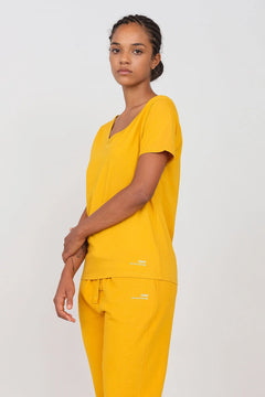 Deep Neck Jersey T-Shirt Ochre