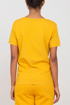 Deep Neck Jersey T-Shirt Ochre