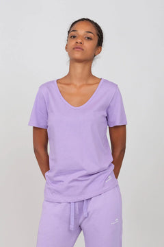 Deep Neck Jersey T-Shirt Purple