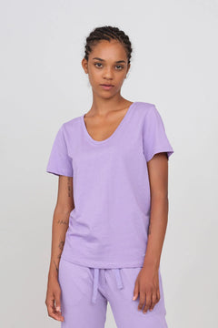 Deep Neck Jersey T-Shirt Purple