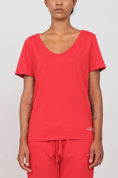 Deep Neck Jersey T-Shirt Red