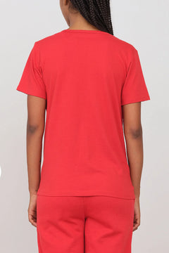 Deep Neck Jersey T-Shirt Red