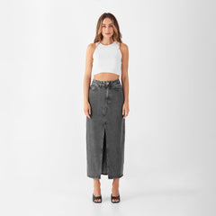 Luce Midi Skirt Light Grey