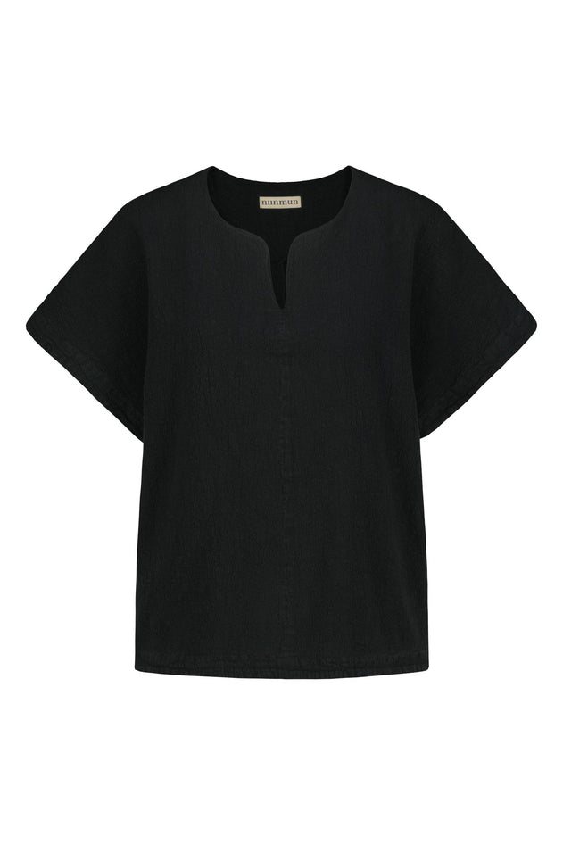 Lappo Linen-Cotton Top Raven Black