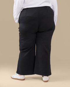 Wide Leg Pleated Pants Black