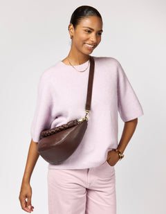 Leo Twisted Handle Bag Soft Grain Leather Chocolate Brown