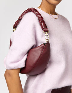 Leo Twisted Handle Bag Soft Grain Leather Dark Cherry