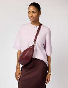 Leo Twisted Handle Bag Soft Grain Leather Dark Cherry