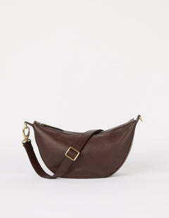 Leo Twisted Handle Bag Soft Grain Leather Chocolate Brown