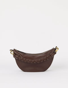 Leo Twisted Handle Bag Soft Grain Leather Chocolate Brown