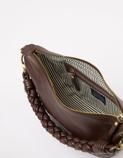 Leo Twisted Handle Bag Soft Grain Leather Chocolate Brown