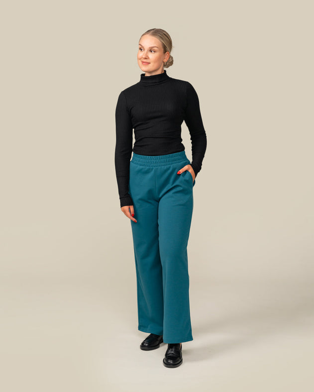 Toive Wide Trousers Petrol Blue