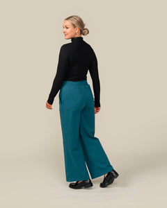 Toive Wide Short Trousers Petrol Blue