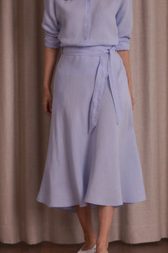 Liana Wide-hemmed Linen Skirt Sky