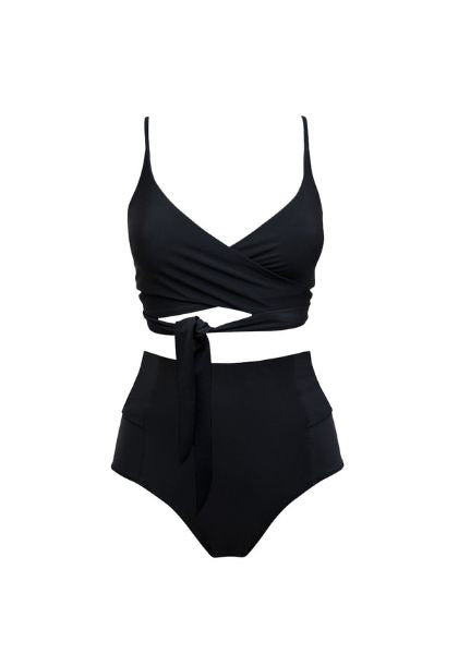 Lin + Bow Back Bikini Set Black