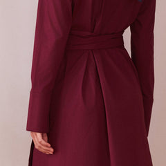 Knee Length Wrap Dress Wine Red